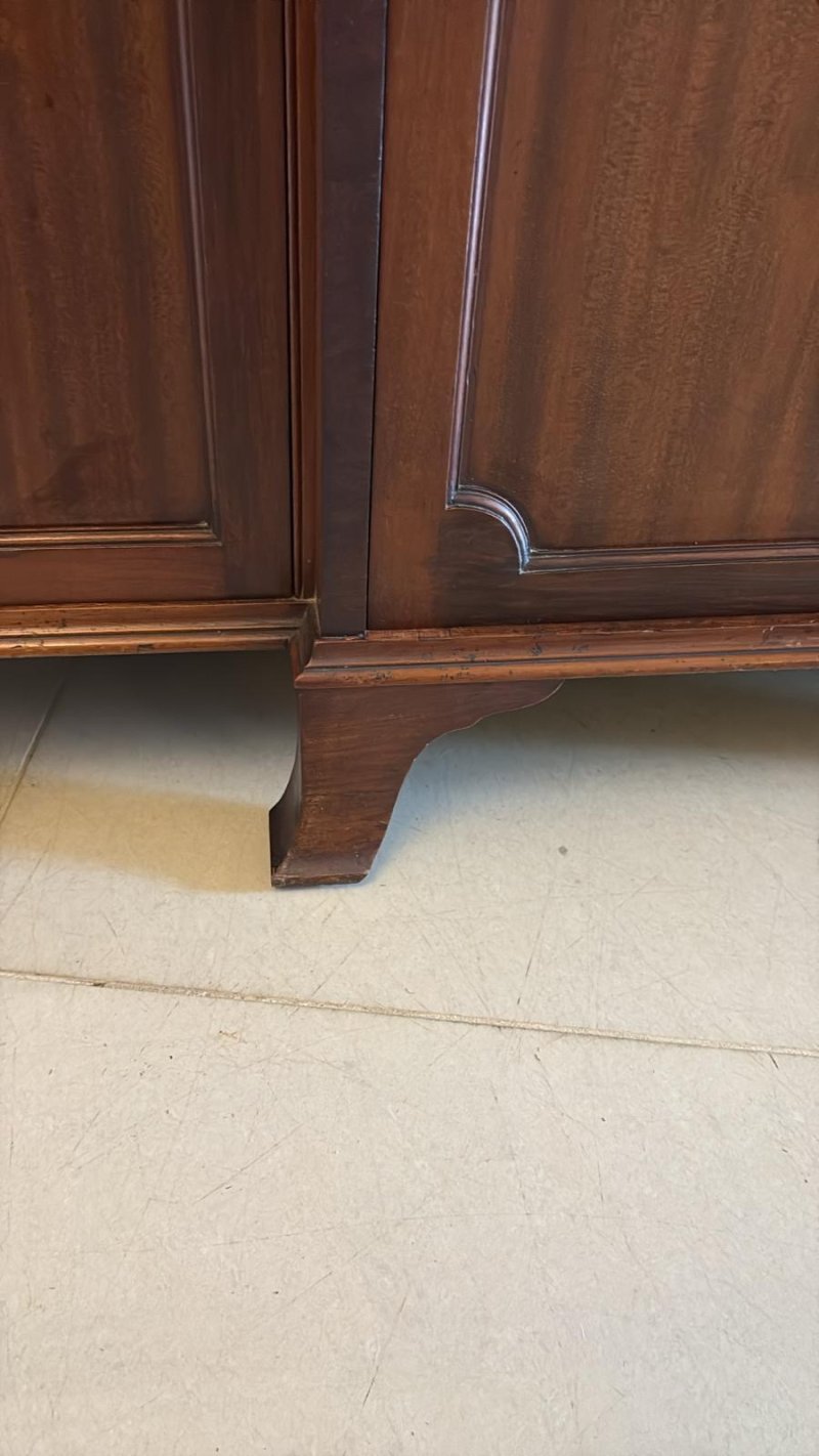 Antique Edwardian Mahogany Breakfront Bookcase Glazed Display Cabinet Library Cabinet - Image 5